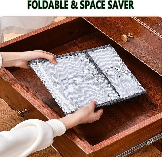 Hanging Closet Foldable Organizer 6 Slots, Wall Hanging Organizer for Wardrobe with 6 Pockets | Letter Holder, Socks & Tie Storage Pouches | Cross Lines -Silver