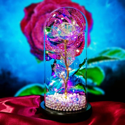 orever Plastic Rose Gift For Her, Galaxy Glass Rose Flower And Butterfly With Led Light Great Gift Ideas For Valentine's Day, Mother's Day, Birthday, Anniversary, Engagement