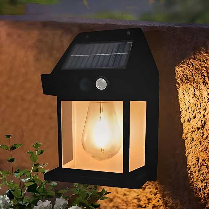 GIGAWATTS Solar Wall Lights Outdoor Motion Sensor Auto Chargeable Exterior LED Sconce Front Porch Security Lamps waterproof for Patio Garden (Pack of 1, Warm Yellow)