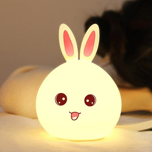 Silicone Rabbit Night Light | USB Rechargeable Color-Changing LED Lamp with Touch Sensor Control | Kids Bedroom Décor & Gift for Babies, Toddlers, and Children