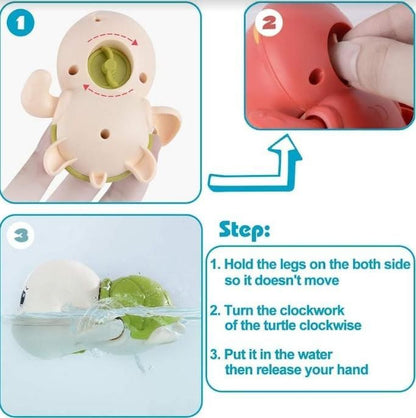 Storio Cute Swimming Baby Water Turtle Bath Toys for Toddlers | Set of 1| Turtle Toy | 1-3, Floating Wind Up Toys for 1 2 3 4 5 Year Old Boy Girl, New Born Baby Bathtub Water Toys - 1pcs