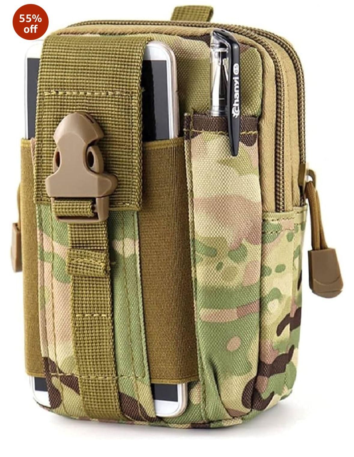 Multipurpose Tactical Waist Bags Molle Pouch, Utility Belt Pouch, Military Army EDC Waist Bag with Cell Phone Holster for Sports, Hiking, Camping, Traveling