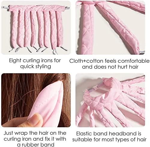 Octopus Curler Heatless Headband, Heatless Hair Curler with Octopus Satin Design Headband, No Heat Curlers Hair Rollers Tools For Women Long Hair Styling Sleeping(PINK)