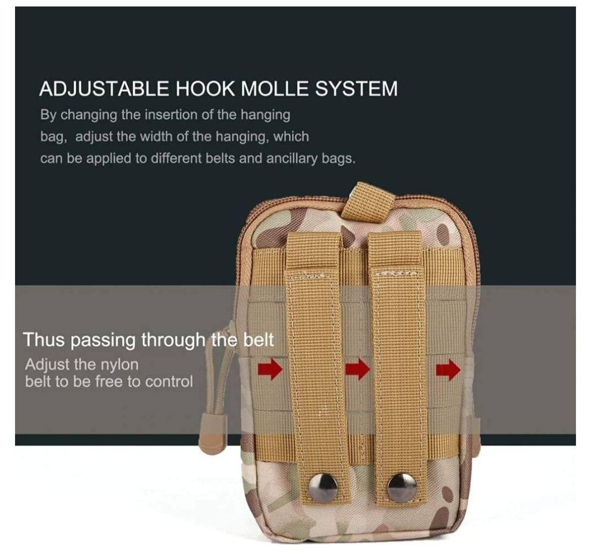 Multipurpose Tactical Waist Bags Molle Pouch, Utility Belt Pouch, Military Army EDC Waist Bag with Cell Phone Holster for Sports, Hiking, Camping, Traveling