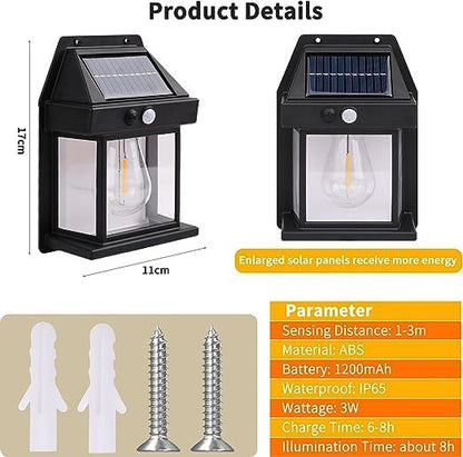 GIGAWATTS Solar Wall Lights Outdoor Motion Sensor Auto Chargeable Exterior LED Sconce Front Porch Security Lamps waterproof for Patio Garden (Pack of 1, Warm Yellow)