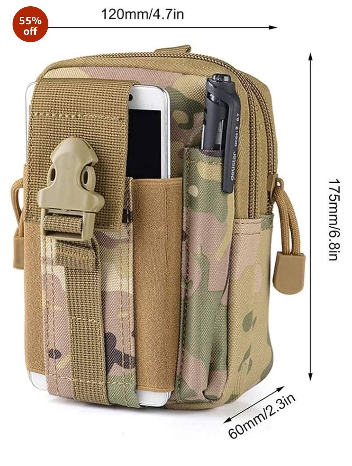 Multipurpose Tactical Waist Bags Molle Pouch, Utility Belt Pouch, Military Army EDC Waist Bag with Cell Phone Holster for Sports, Hiking, Camping, Traveling