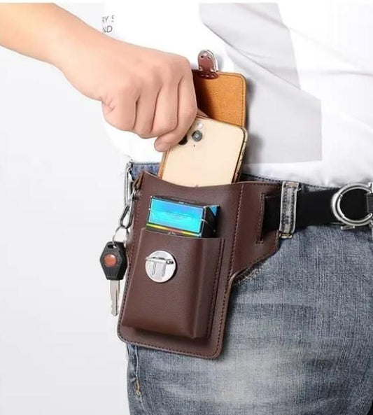 Men's PU Leather Phone Case with Belt Loop, Leather Belt Phone Pouch Cell Phone Belt Holder for Men Cell Phone Holster Belt Clip Phone Case for Women and Men